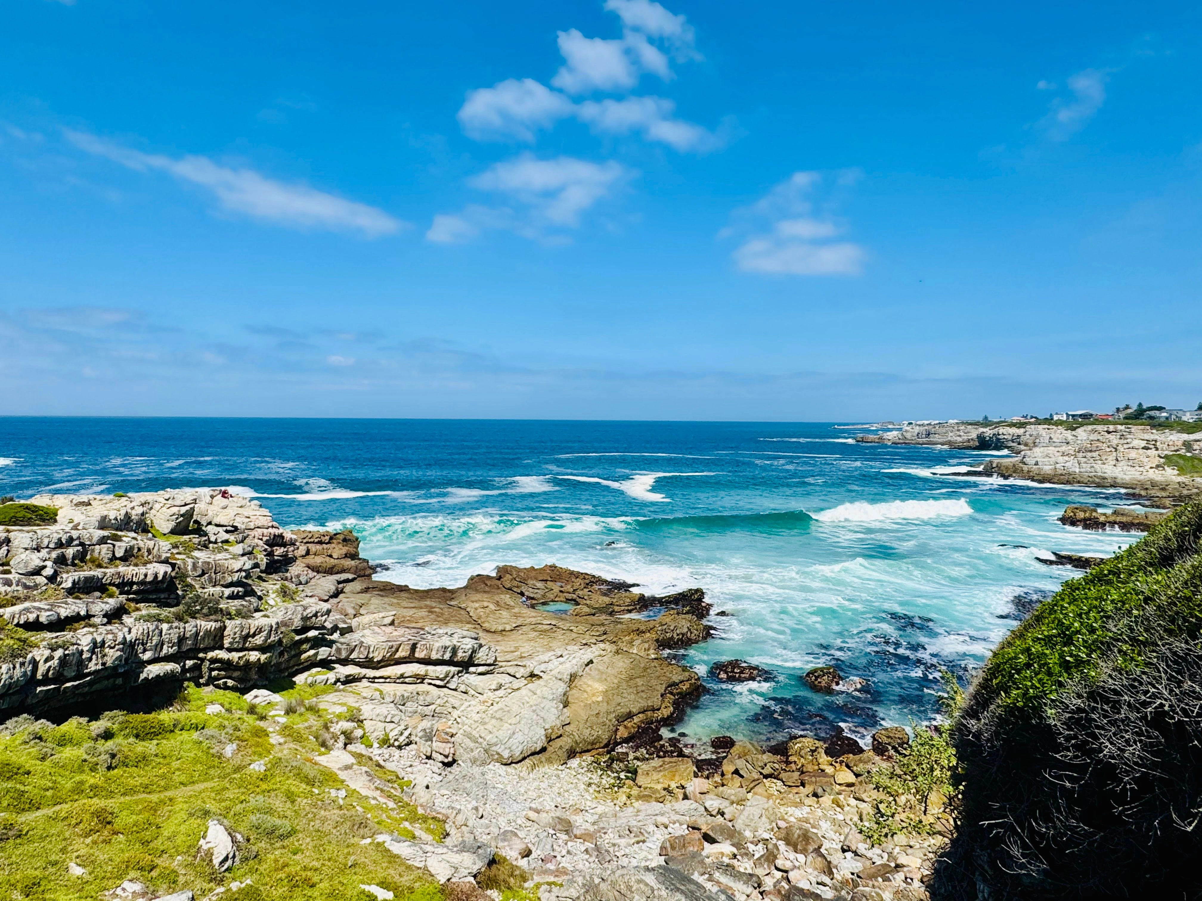 Blue water and white surf along the Hermanus coast
